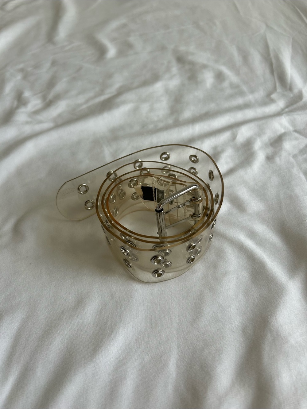 Brandy Melville Clear PVC Studded Belt with Silver Hardware